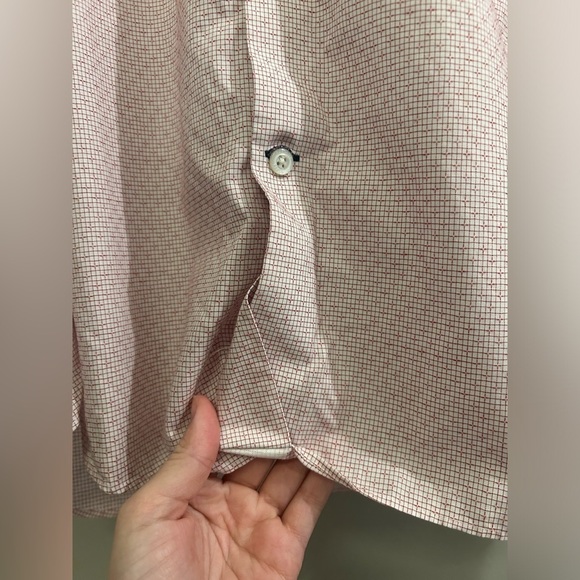 Banana Republic Non-Iron Button Down Shirt Standard Fit Mens Large Pink White - Picture 7 of 11